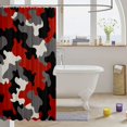 thumbnail image 3 of Manfei Abstract Camouflage Shower Curtain 72Wx72L, Vintage Camo Shower Curtain 72Wx72L, Crimson Red, 3 of 5