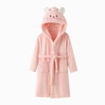 thumbnail image 2 of Gibobby Kids Coral Fleece Bathrobe,Soft Plush Hooded Robe with Adjustable Belt,Cartoon Print,for Boys Girls 12 Months -12 Years,Warm Loungewear Shower Robe Kids Toddler Pajamas,Pink,Size 2-4T, 2 of 4