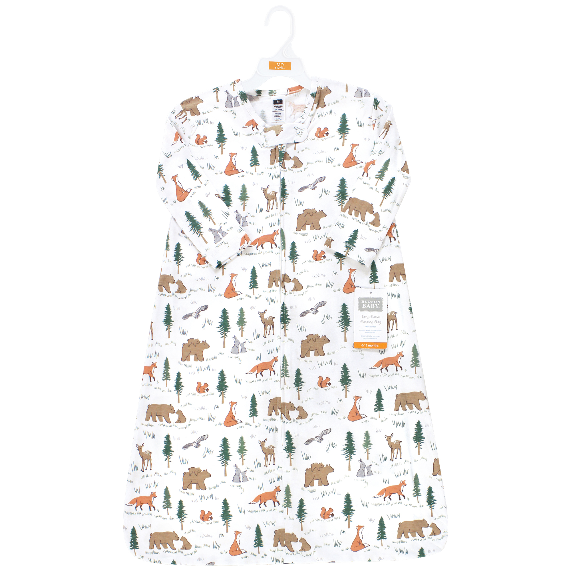 Hudson Baby Infant Boy Long Sleeve Cotton Jersey Sleeping Bag, Sweet Woodland, 18-24 Months