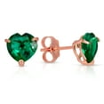 thumbnail image 4 of Galaxy Gold 14K 14"  Solid Rose Gold Lab Grown Heart Emerald Necklace and Earring Set Grade AAA, 4 of 7