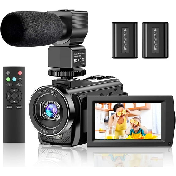 ACTITOP Video Camera Camcorder FHD 1080P 30FPS 16x Digital Zoom Vlog Camera for Youtube 3.0 Touch Screen with Microphone