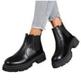 thumbnail image 5 of Women's Elastic Chelsea Ankle Boots Fashion Low Chunky Heel Platform Lug Sole Short Booties Shoes Matte Outdoor Garden Shoes Ankle Muck Boots, 5 of 7