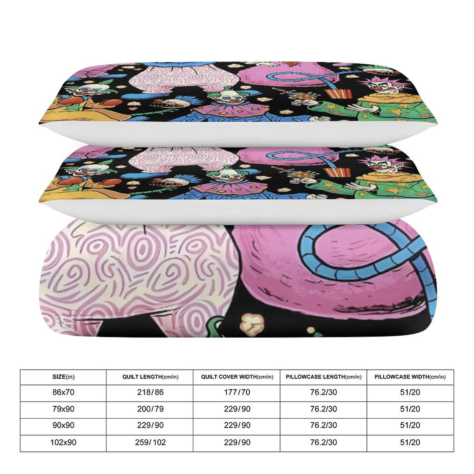 Space Killer Clown 3-Piece Bedding Set (1 Duvet Cover + 2 Pillow Shams) Soft And Skin-friendly Breathable And Dry Bedding for A Comfortable Night's Sleep Twin Size (86"x70")