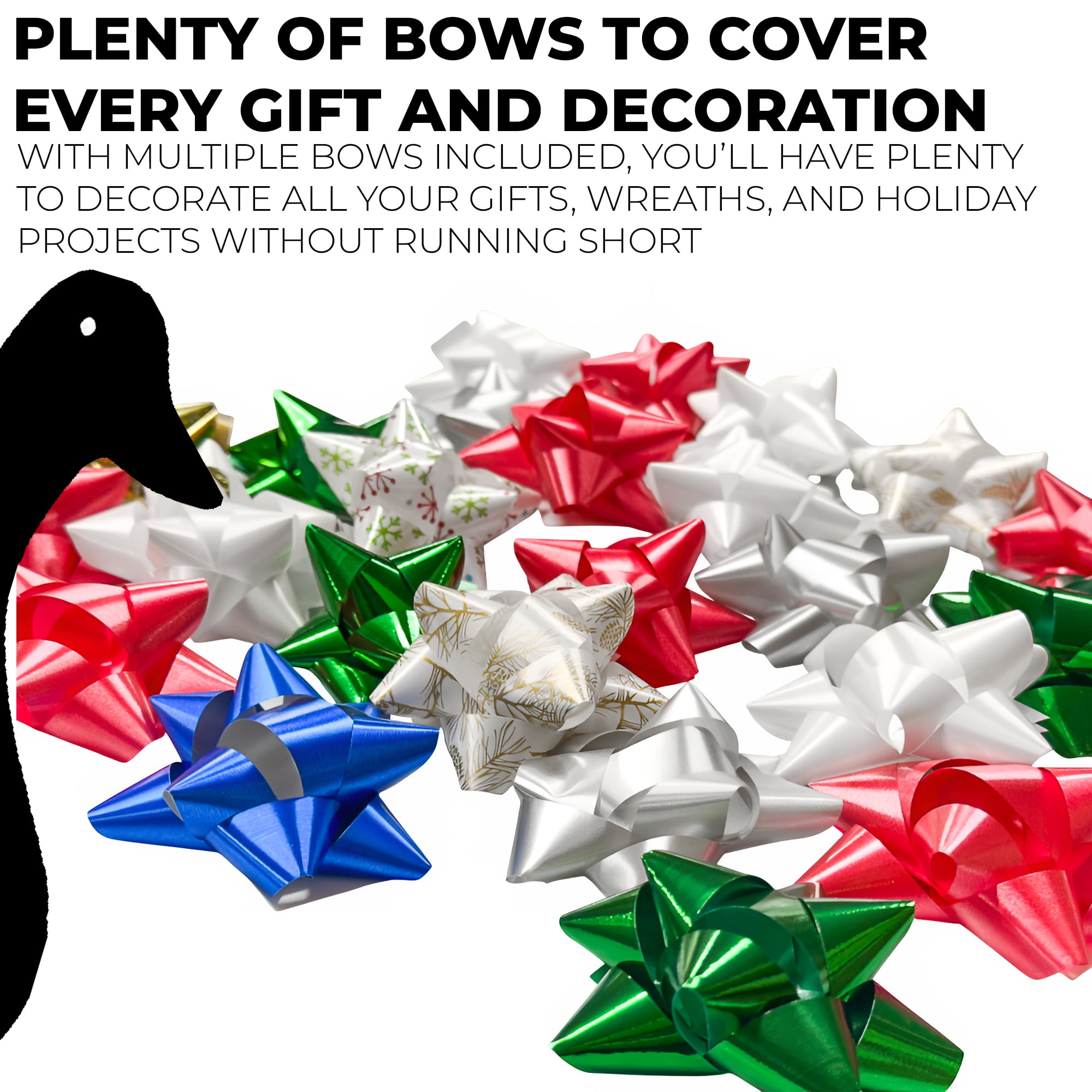 Pack Of 36 Self-Adhesive Gift Bows - Assorted Colors, Peel & Stick For Gift Wrapping & Decor