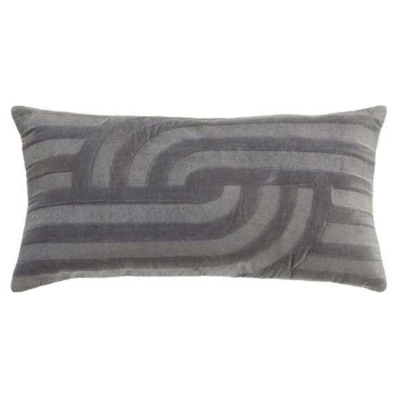 Rizzy Home Grey 14"X26" Abstract EmbroideRed Poly Filled Throw Pillow