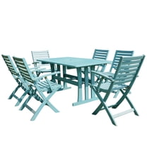 International Carvan Royal Fiji 7 Piece Patio Arm Dining Set in Blue