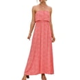 thumbnail image 6 of Women Bohemian Floral Ruffles Long Maxi Dress Strapless A-line Split Tube Tops, 6 of 7