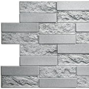 Dundee Deco's Grey Faux Cement Brick PVC 3D Wall Panel, 3.3 ft X 1.6 ft, Interior Design Wall Paneling Decor Commercial and Residential Application, 5.28 sq. feet each, Pack of 10