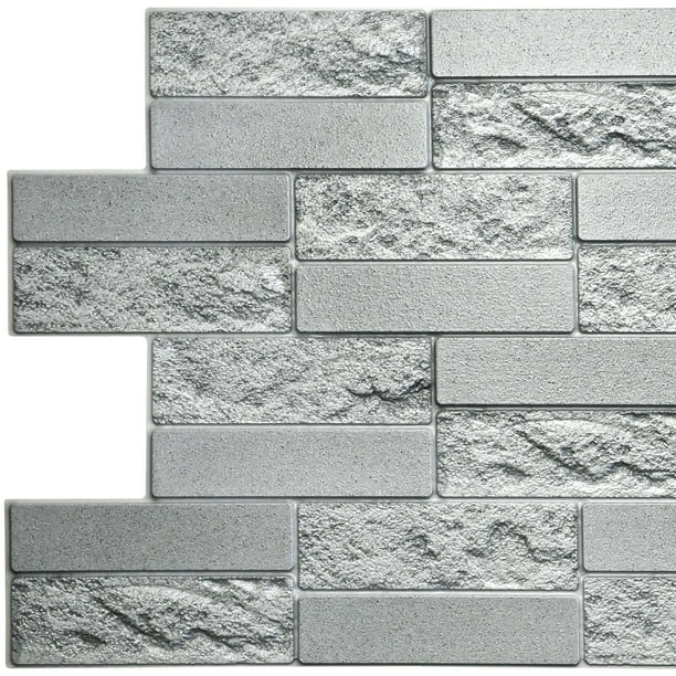 Grey Faux Cement Brick 3 2 Ft X 1 6 Pvc 3d Wall Panel Interior Design Paneling Decor Commercial And Residential 5 Sq Feet Com - Decorative 3d Wall Panels Brick