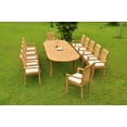 thumbnail image 4 of Grade-A Teak Dining Set: 12 Seater 13 Pc: 118" Double Extension Oval Table And 12 Mas Stacking Arm Chairs Outdoor Patio WholesaleTeak #WMDSMS31, 4 of 4