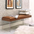 thumbnail image 2 of TOV Furniture Envy Brown Leather/Acrylic Bench, 2 of 7