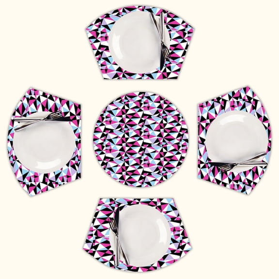 Abbey Bominable Round Table Placemats Set Of 5 Wedge Table Mats Washable Heat Resistant Place Mat For Dining Table Kitchen Farmhouse Restaurant