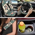 thumbnail image 6 of Binienty Boho Floral Dog Paw Automotive Seat Covers with Matching Universal Steering Wheel Cover Car Console Armrest Cushion Seat Belt Pads Headrest Covers Automotive Interior Decor Set, 6 of 7
