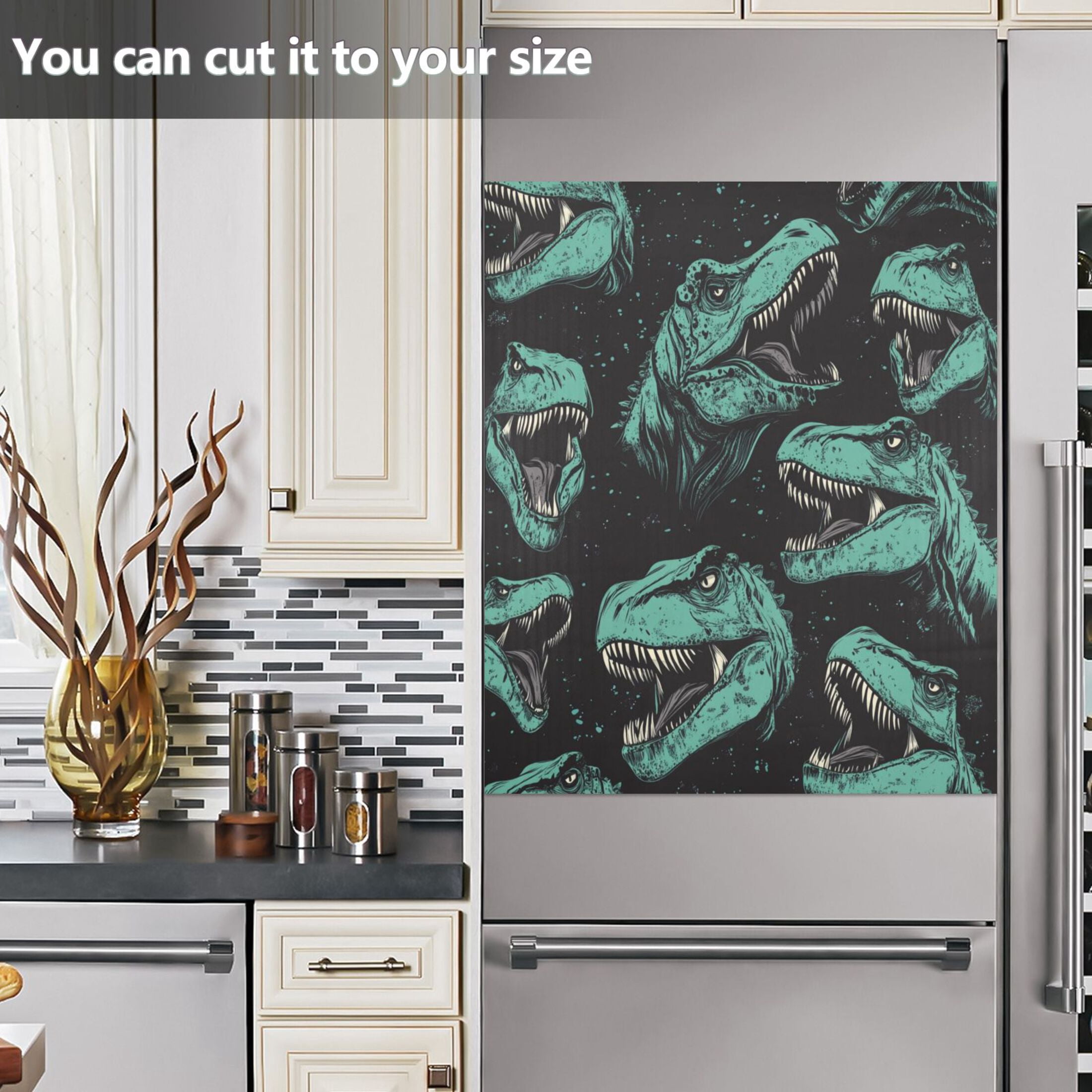 Dishwasher Magnetic Sticker 23x26 Inch Refrigerator Magnetic Sticker Washing Machine Magnetic Sticker Kitchen Panel Magnetic Sticker Home Decor Cool Big Mouth Dinosaur