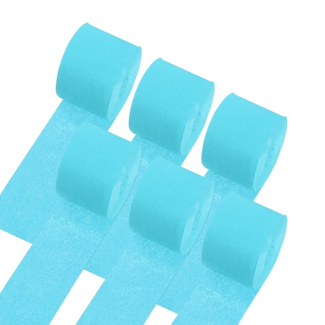 Uxcell Cintas de Papel Crepé 6 Rollos 492 pies para Decoración, Azul Claro (1.8 in x 82 ft/Rollo)
