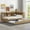 Natural, variant on Euroco Wood Twin Daybed with Trundle,Storage Shelves and Charging Station Sofa Bed for Bedroom,White