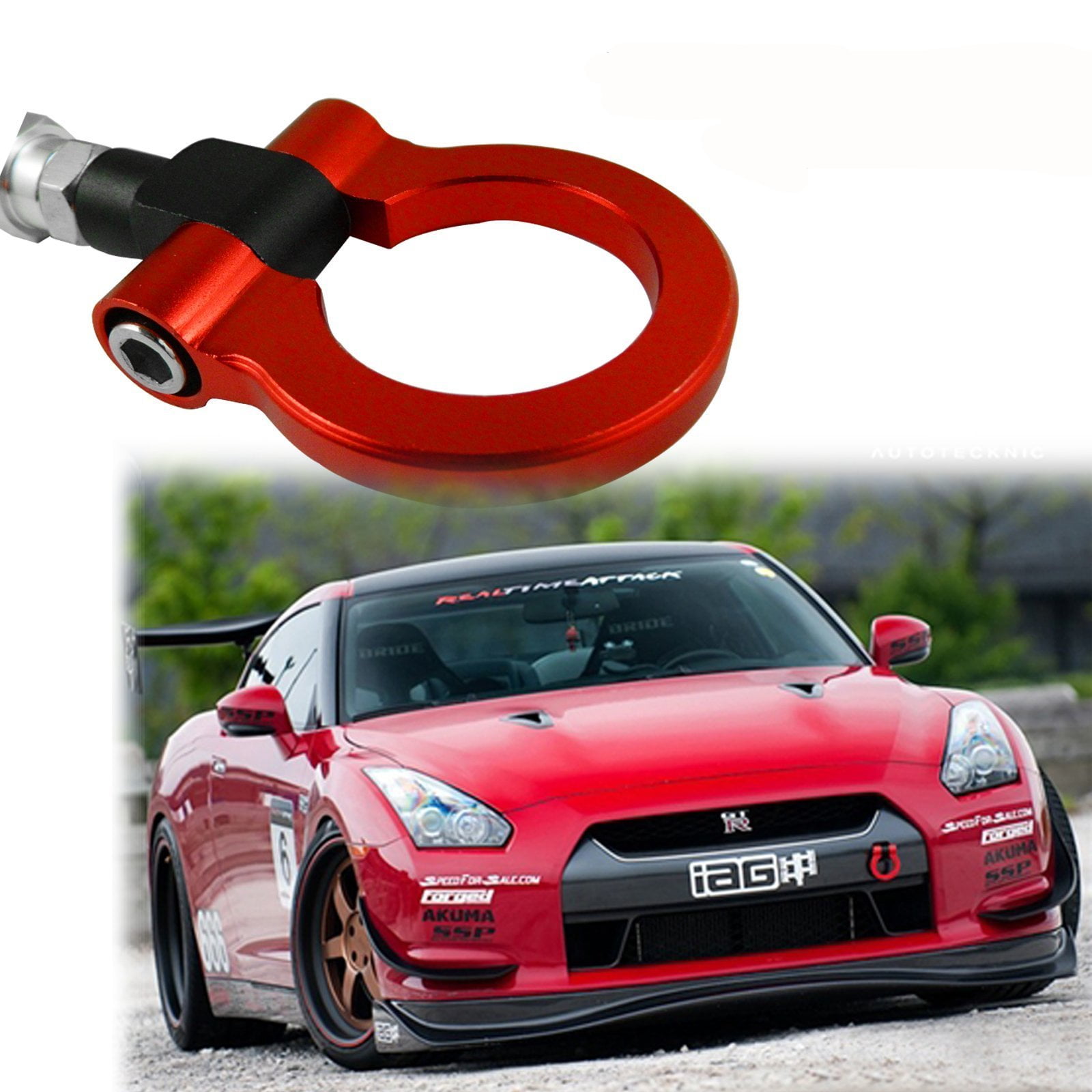 Xotic Tech JDM Front Rear Bumper Racing Style Red Tow Hook For Nissan