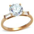 thumbnail image 1 of Bague en Acier Inoxydable Rose Doré pour Femmes avec Grade AAA CZ en Transparent - Taille 10, 1 of 1