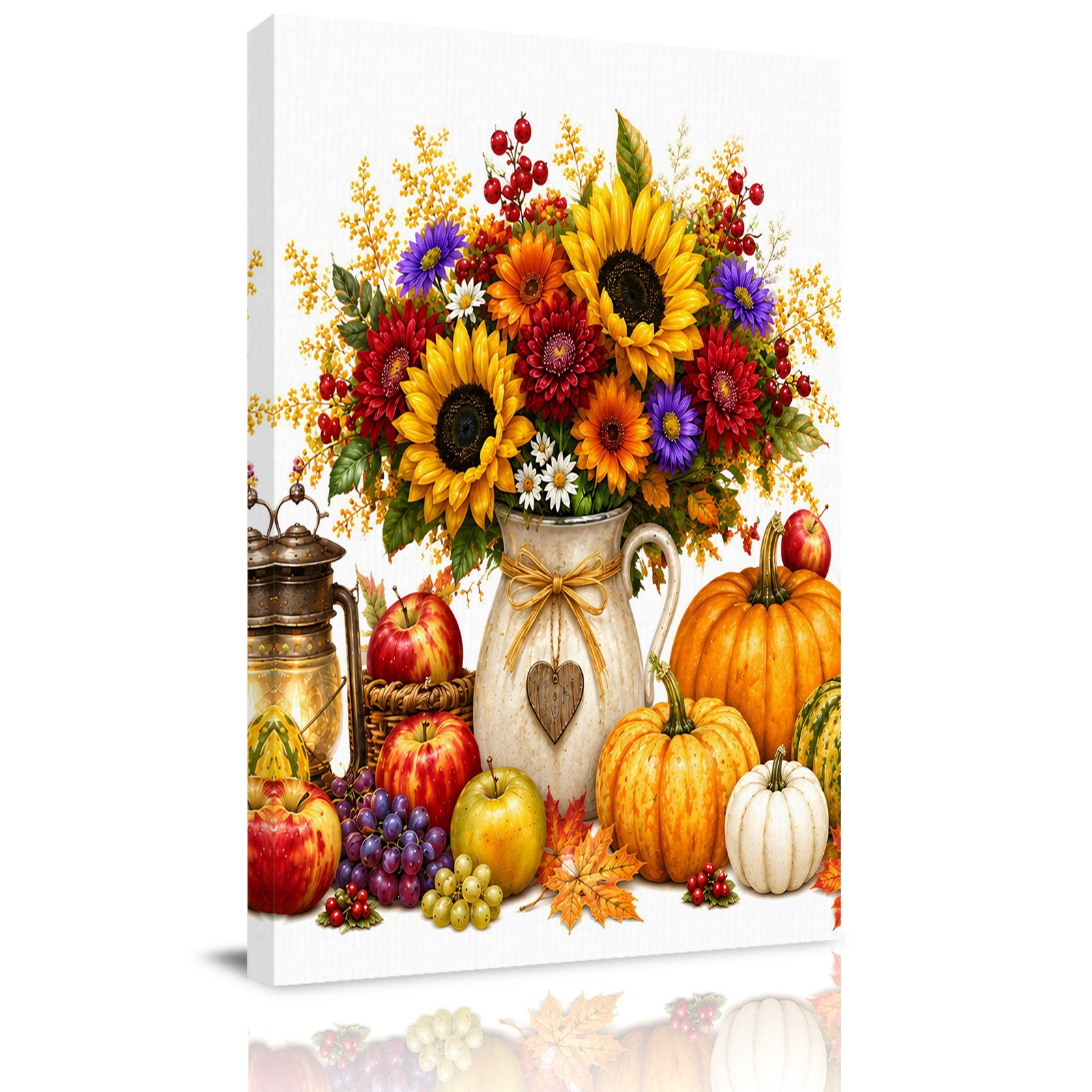 Canvas Wall Art Thanksgiving Pumpkins Framed Canvas Prints for Hallway Living Room Fall Maple Butterflies Sunflowers Extra Large Gallery Wrapped Wall Decor for Home Office Gifts 20 x30