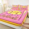 thumbnail image 4 of Erosebridal Sport Softball Letter Monogrammed E Full Size Sheets 4-Piece for Teens,Baseball Ice Cream Drip Bed Sheets for Boys Girls,Super Cozy Room Decor, 4 of 5