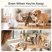 VividEye 2K Pet Camera Robot with AI, Movable Indoor WiFi Cam, Whole-Home Auto Patrol, Auto-Recharge, 360° Pet Finder, 2-Way Audio, Bark & Sound Alerts for Dogs and Cats