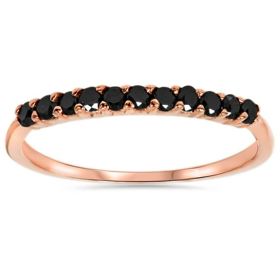 Pompeii Rose Gold 1/4ct Treated Black Diamond Wedding Anniversary Ring 14Karat (Black,AAA)