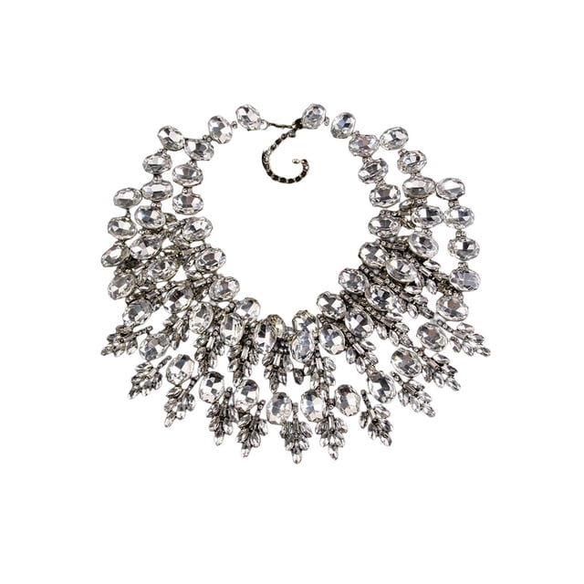 Qarigey Collar geométrico de aleación para mujer, cadenas de clavícula, collares de moda con diamantes de imitación, adornos de decoración para el Ropa, zapatos y accesorios Miscelánea Blanco Qarigey AP014485-03