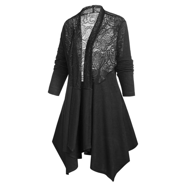 Cárdigan Talla Extra Panel Encaje Rosegal Cárdigans de talla grande