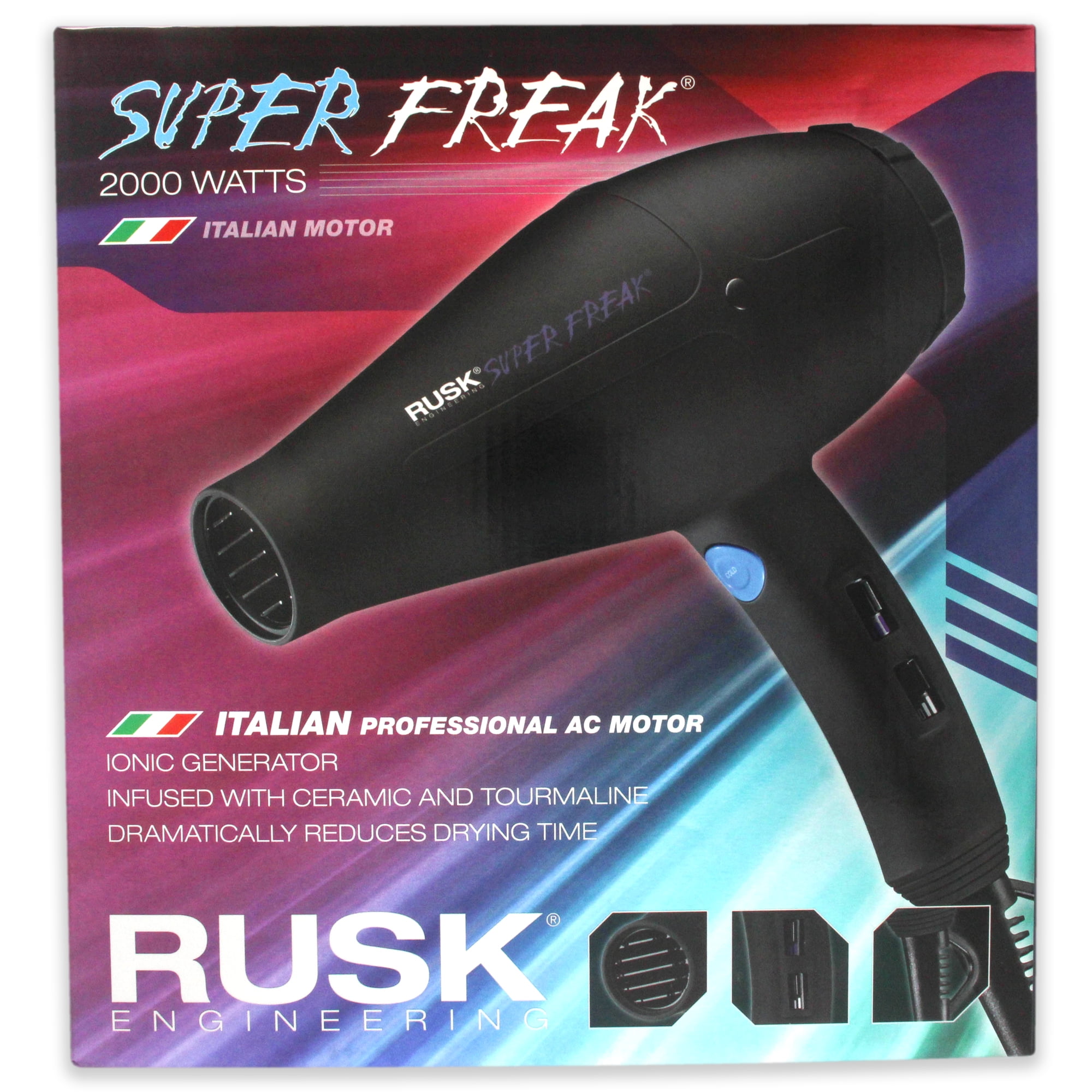 ($150 Value) Rusk Super Freak Professional 2000w Hair Dryer