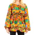 thumbnail image 4 of Sakkas Mela Women's Long Sleeve Peplum Off Shoulder Blouse Top in African Ankara - 43-Multi - One Size Regular, 4 of 5