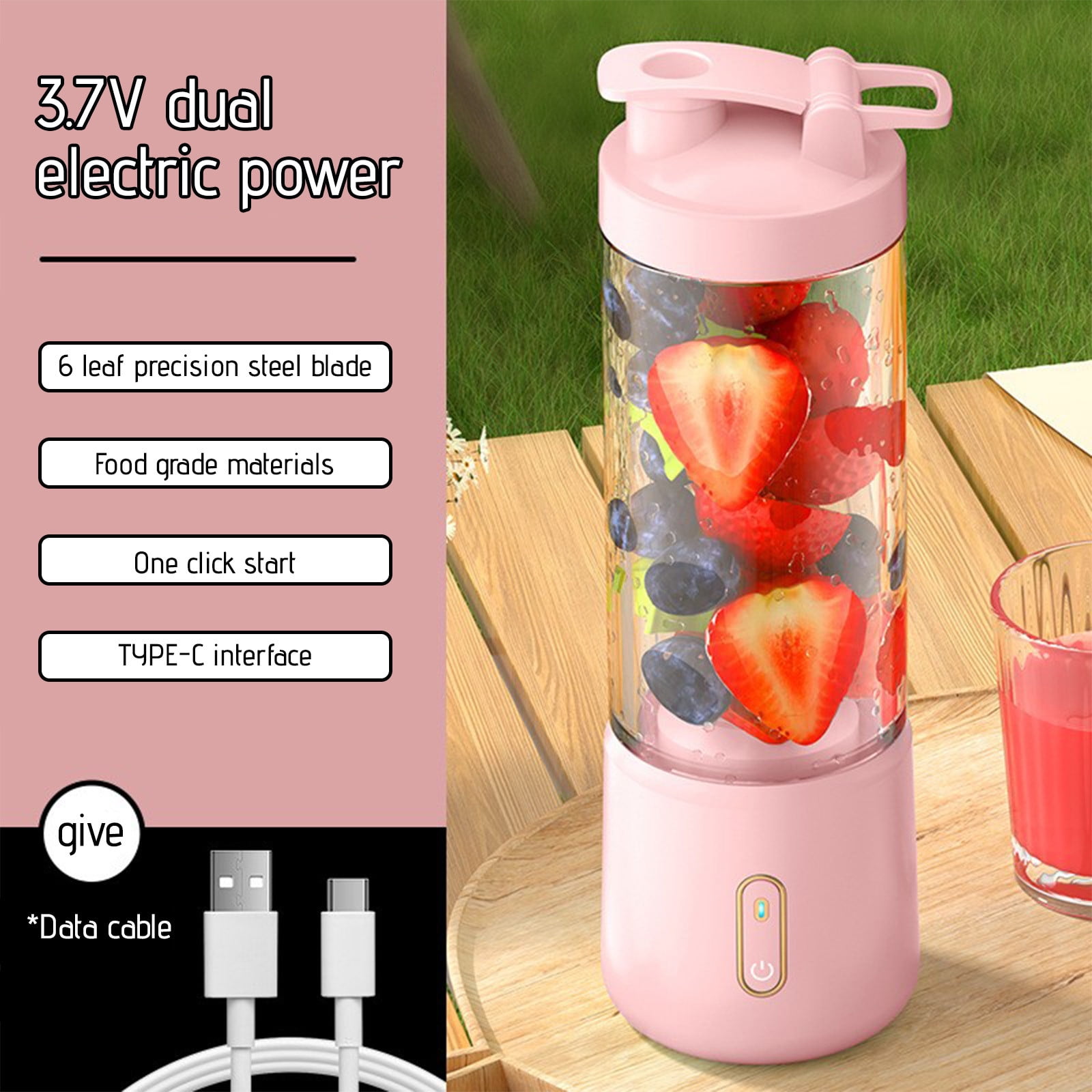 VALSEEL Clearance Portable Blenders , For Shakes And Fruit Juicer USB Rechargeable With 6 Blades, Handheld Blenders For Sports Travel And Outdoors