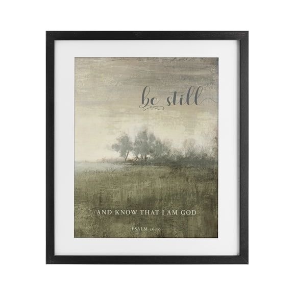 Stupell Industries Be Still Psalm 46:10 Black Framed Print Under Glass, design by Michael Marcon