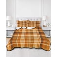 thumbnail image 2 of Quilt King Size Bedding Set, Orange Checked Fall Reversible Summer Quilt 3 Pieces, Thanksgiving Buffalo Plaid Lightweight Bedspreads Coverlets with 2 Pillow Shams for All Seasons, 2 of 5