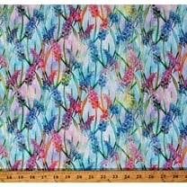 Cotton Lupine Flowers Floral Hydrangea Garden Jenie Lee Multi-Color Cotton Fabric Print by the Yard (5890-11)