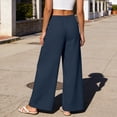 thumbnail image 5 of Womens Pants Elastic Waist Straight Leg Solid Color Casual Pocket PantsWomens Pants Elastic Waist Straight Leg Solid Color Casual Pocket Pants, 5 of 7