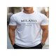 thumbnail image 1 of Camiseta informal de cuello redondo con estampado gráfico de Milano Italia, tejido de punto de poliéster, corte regular, con estampado geométrico, para adultos, manga corta de verano con ligero estira, 1 of 5