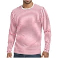 thumbnail image 2 of Guluxicc Striped Shirts for Men Classic Fit Crew Neck Long Sleeve Tops Summer Casual Outfit, 2 of 6
