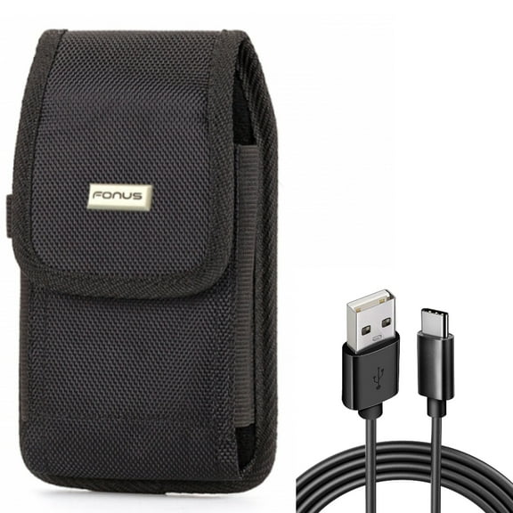 For Galaxy A73 /A54 /A53 /A33 - 6ft USB Cable w Case Belt Clip, Type-C Charger Cord Power, Swivel Holster Rugged for Samsung Galaxy A73 /A54 /A53 /A33 5G