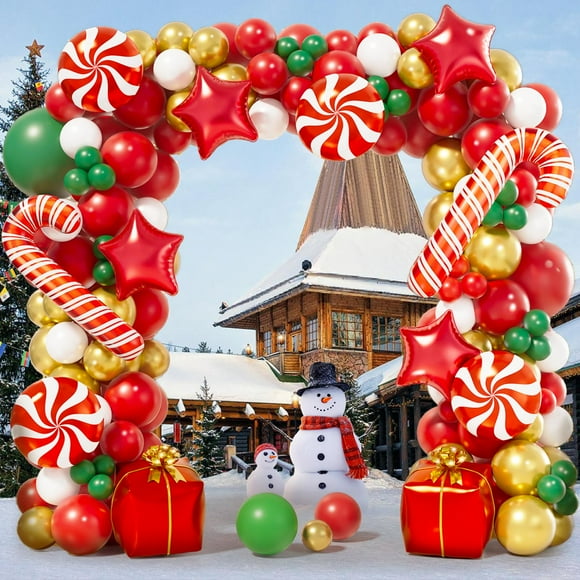 Kit AOBKDeco de 151 guirnaldas navideñas con forma de arco con forma de guirnalda, color rojo y verde