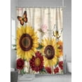 thumbnail image 5 of Shower Curtains Yellow Red Sunflower Butterfly Bath Curtain Retro Farmhouse Waterproof Bathroom Shower Curtain Set with Hooks Decoration 72 x 72 Inches, 5 of 7