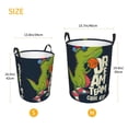 thumbnail image 3 of Balery Dinosaur Basketball Player Cesta de ropa redonda con asas, impermeable, independiente, para ropa, juguetes, dormitorio y familia-Small, 3 of 6