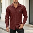 thumbnail image 4 of Cmfcve Button Down Shirts for Men Long Sleeve Solid Office Work Tops Lapel Collar Casual Loose Fit Classic Shirts, 4 of 7