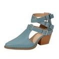 thumbnail image 3 of Mostsola Pointed Toe Heels for Women Metal Buckle Strappy Sandals Stacked Heel Pumps Shoes, 3 of 8