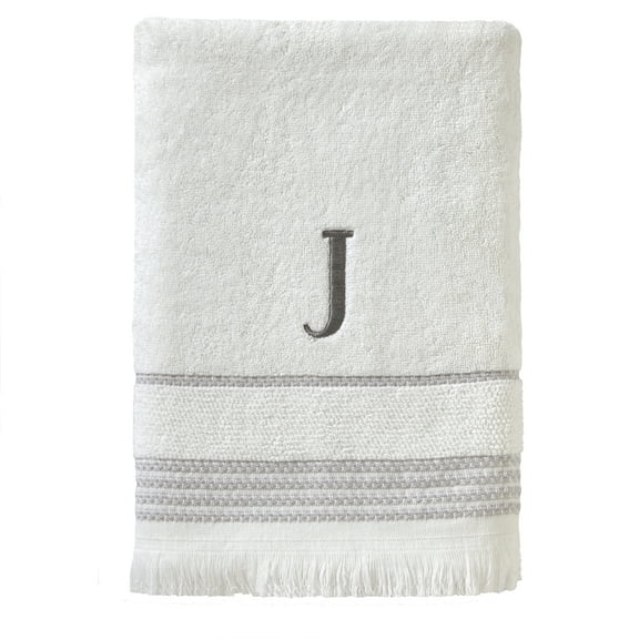 SKL Home Casual Monogram Bath Towel, "J", White