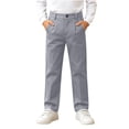 thumbnail image 2 of Bixock Uniform Pants for Boys High Waist Straight Leg Pants Kids Suits Trousers Elastic Waist Solid Color Straight Cut Breathable Campus Formal Casual Outer Wear Size 13-14Years, 2 of 6