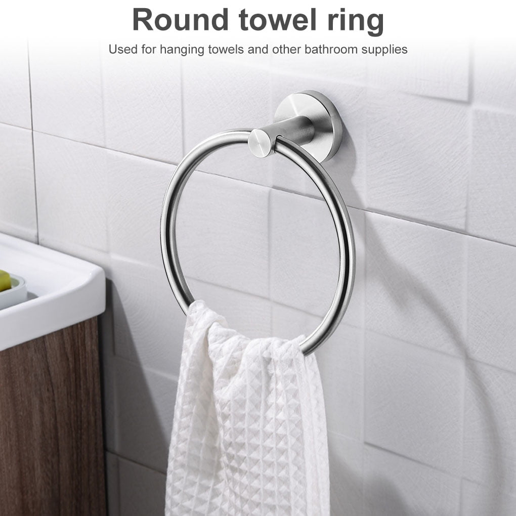 BATHSIR Zinc Alloy Polished Golden Short Towel Ring,Modern Crystal Towel Holder Wall Mounted