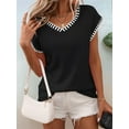 thumbnail image 4 of Women'S Sleeveless Sweater Casual V Neck Cap Sleeve Knit Pullover Tank Tops Black L, 4 of 7