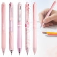 thumbnail image 2 of Pastel Gel Ink Pen Set, 5 Pack 0.5mm Fine Point Pens, Retractable Black Ink Pens, Smooth Writing Quick Dry Pens, Aesthetic Pink Series Writing Pens for Office Note Taking Journaling, 2 of 5