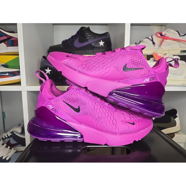 Nike Women Air Max 270 Pink Fuchsia Black Sneakers Running AH6789-605 Size 7 New