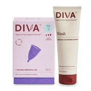DivaCup - Menstrual Cup - Feminine Hygiene - Leak-Free - BPA Free - Model 2 and DivaWash
